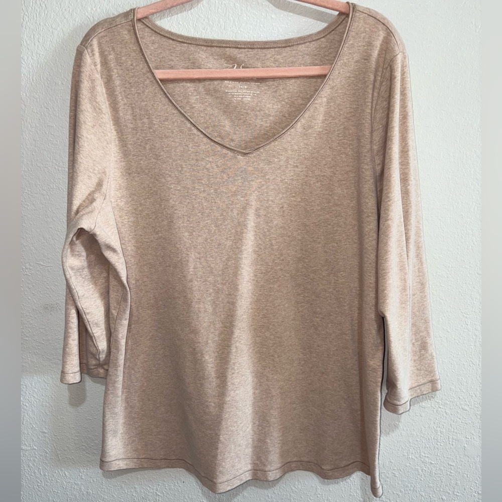 Venezia Light Tan V-Neck Blouse